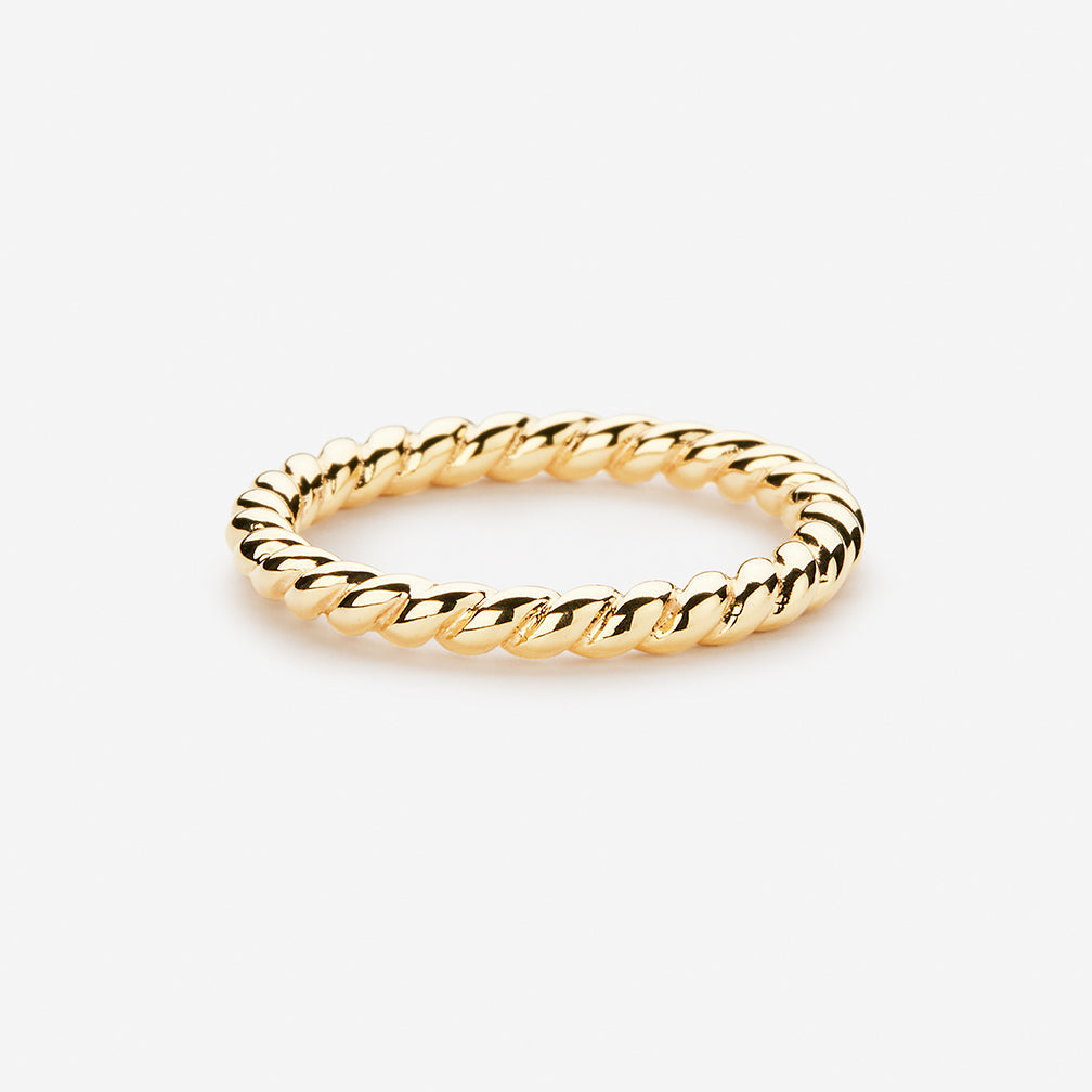Goldene BIJOUX Munroe Stacker Set Ring mit gedrehtem Design in verschiedenen Größen